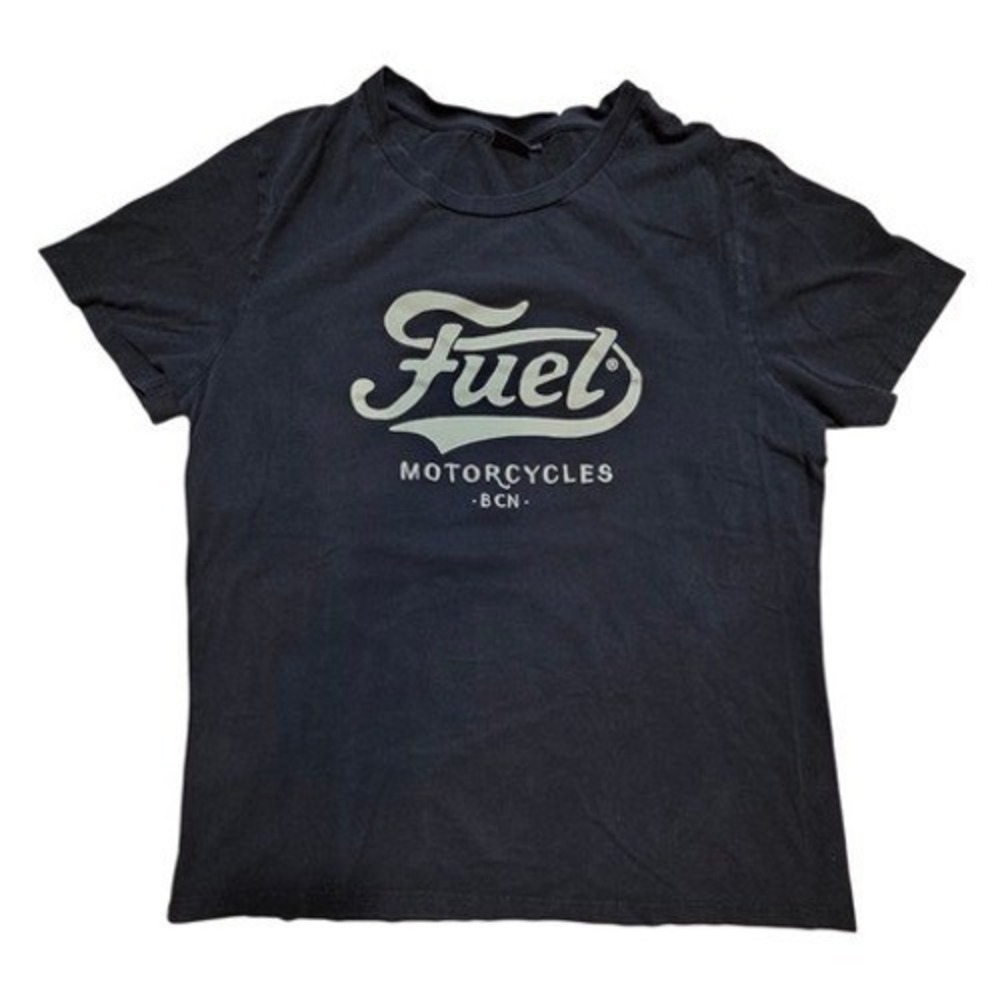 Fuel Motorcycles BCN Cotton Casual Short Sleeve Black T-Shirt Size Large